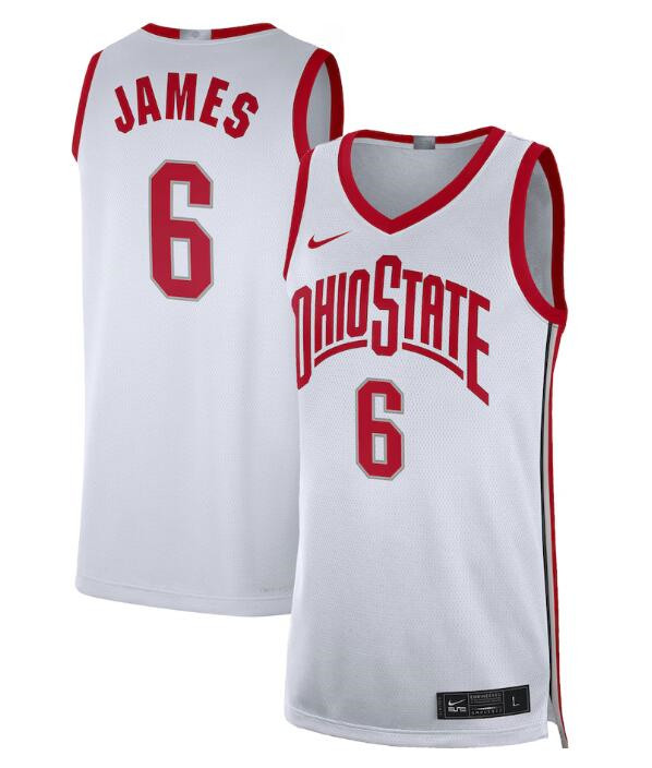 Men's Ohio State Buckeyes #6 LeBron James White Limited Stitched Basketball Jersey Men's Ohio State Buckeyes #6 LeBron James White Limited Stitched Basketball Jersey